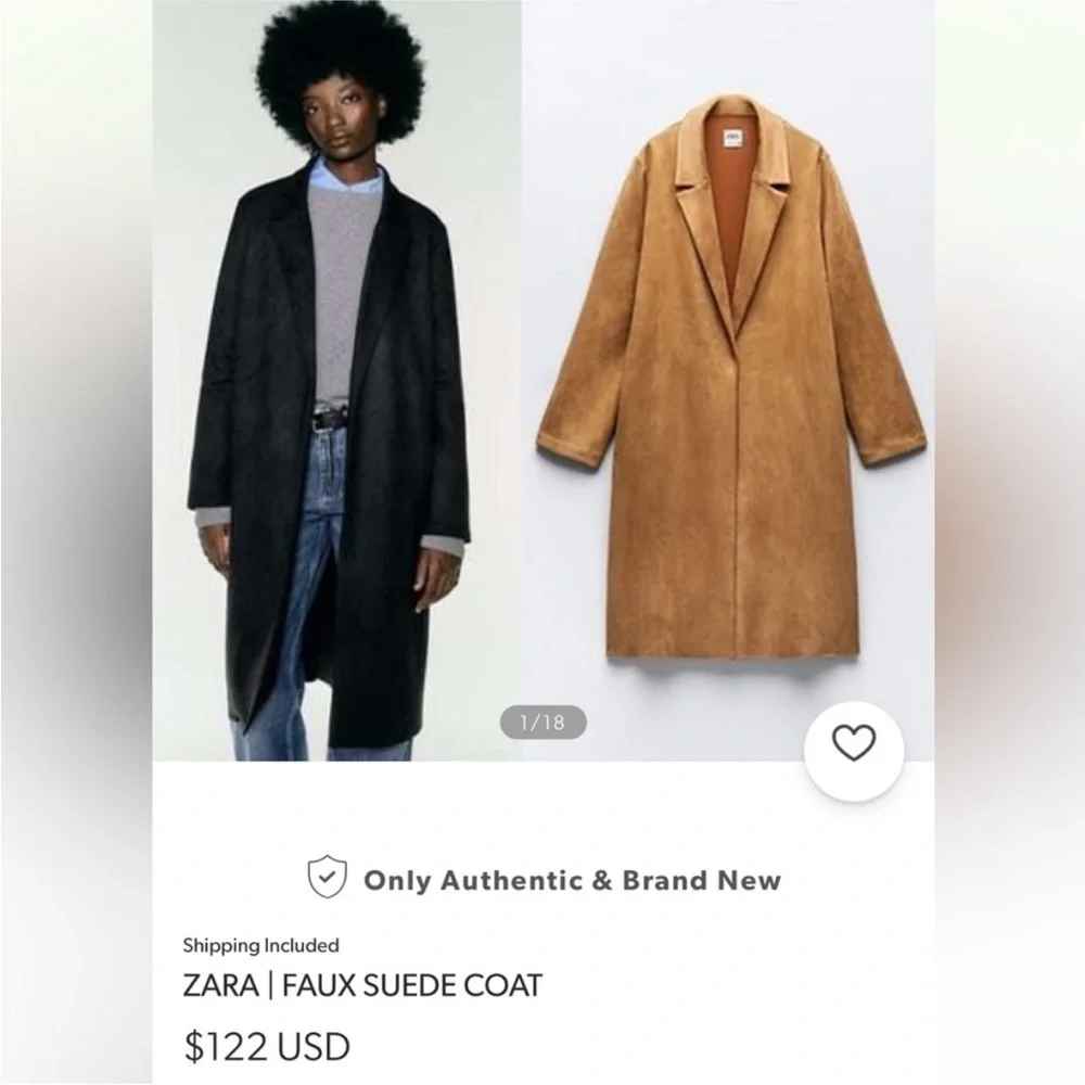 RARE! FALL FINDS TRUE AUTUMN - NWT Zara Faux Suede Coat / Duster, Gray, sz S